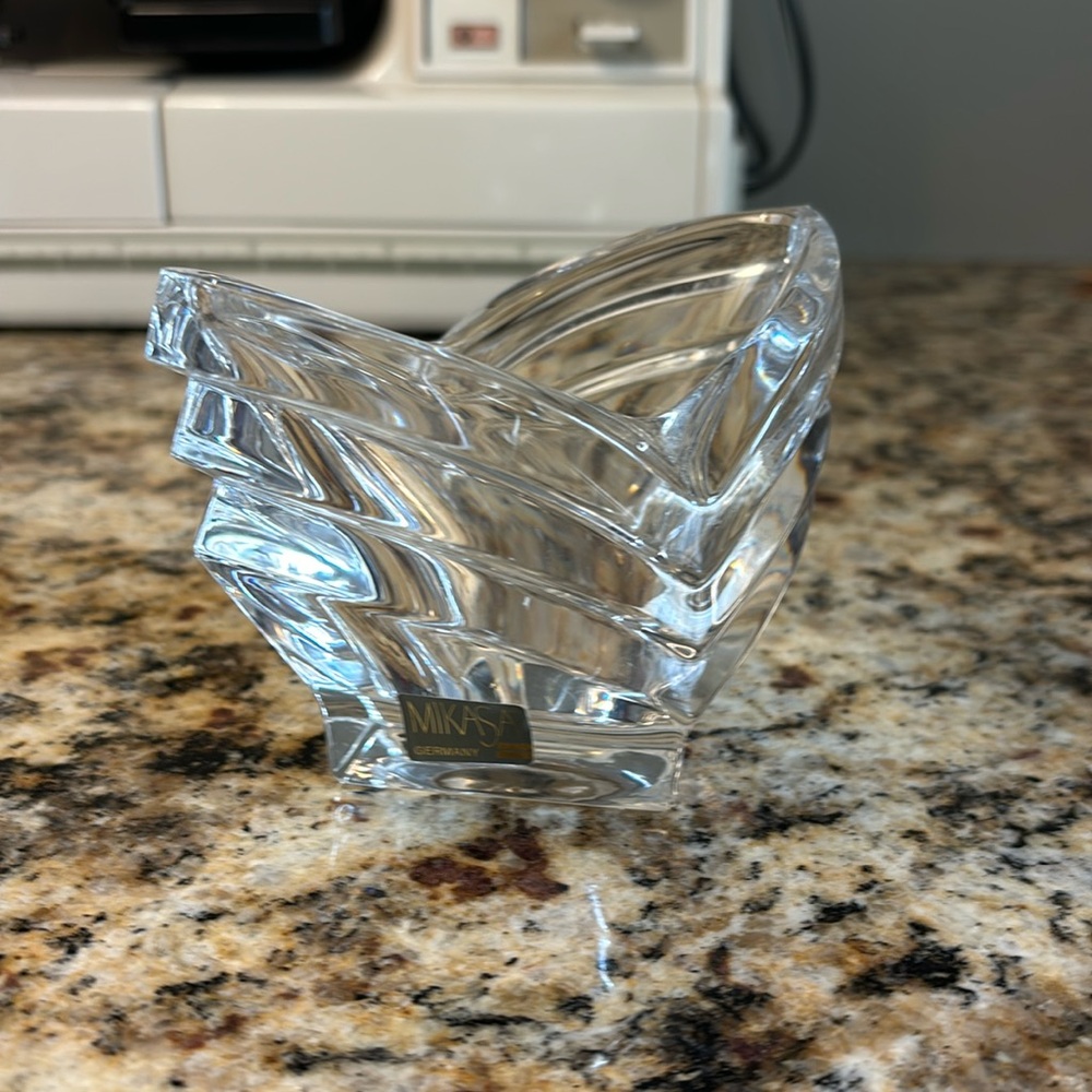 Mikasa Germany Art Deco Lead Crystal Large Votive Candle Holder